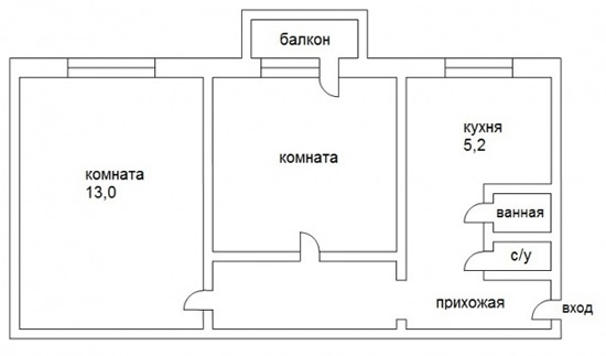 двухкомнатная хрущевка
